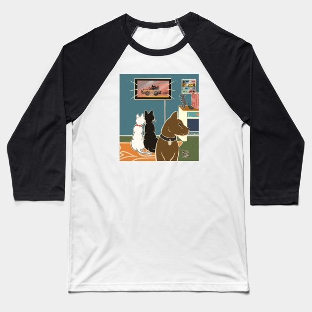 TV time Baseball T-Shirt by BATKEI